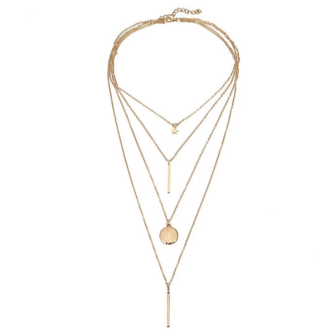 Minimalist Gold Layered Necklace Set Combo