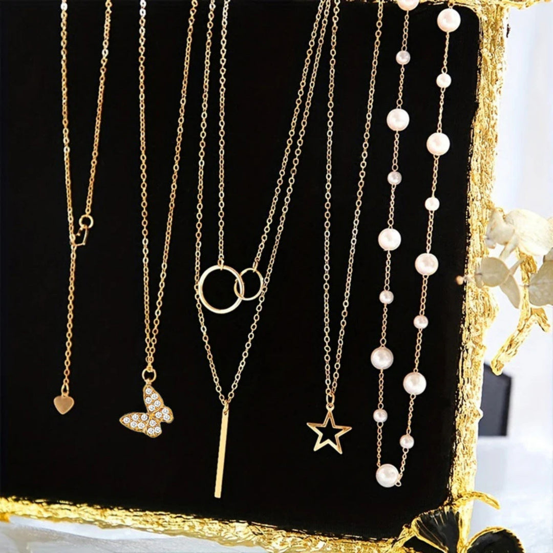 Butterfly inspired set of 5 Layered Necklace