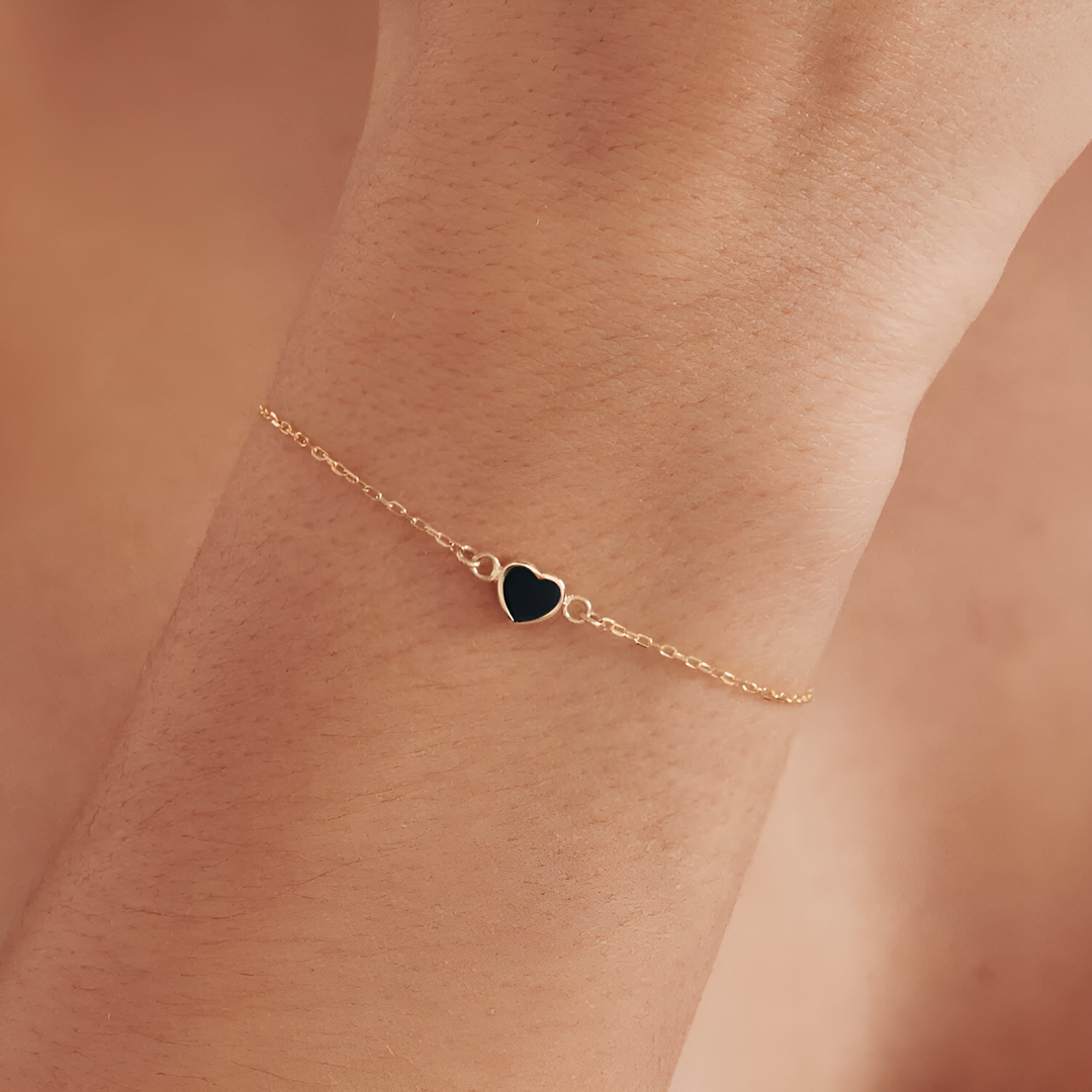 Minimal Black Heart Chain Anklet