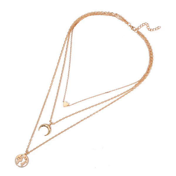 Minimalist Gold Layered Necklace Set Combo