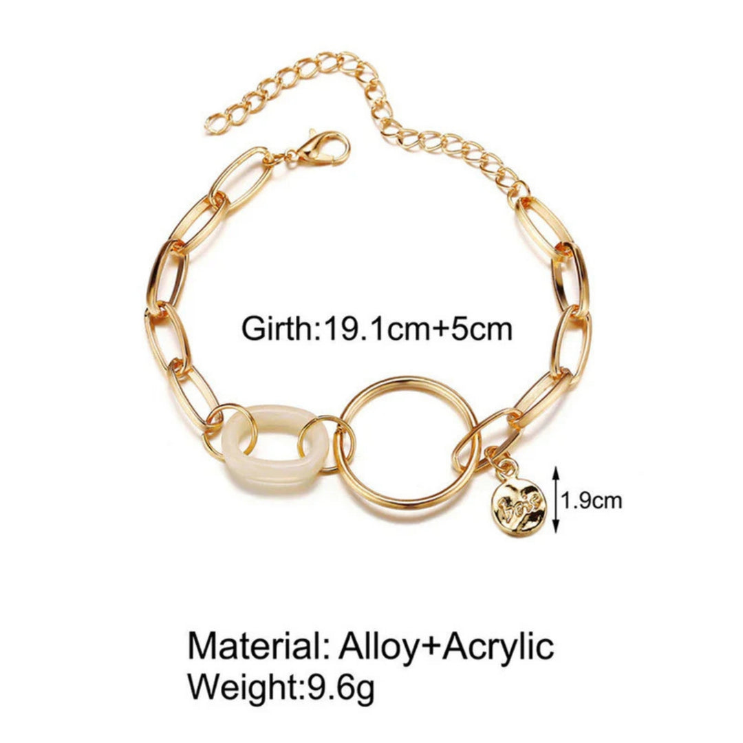 Chunky Link Design with Circle Charm  Bracelet