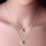 Load image into Gallery viewer, Double Layer Moon and Star Necklace
