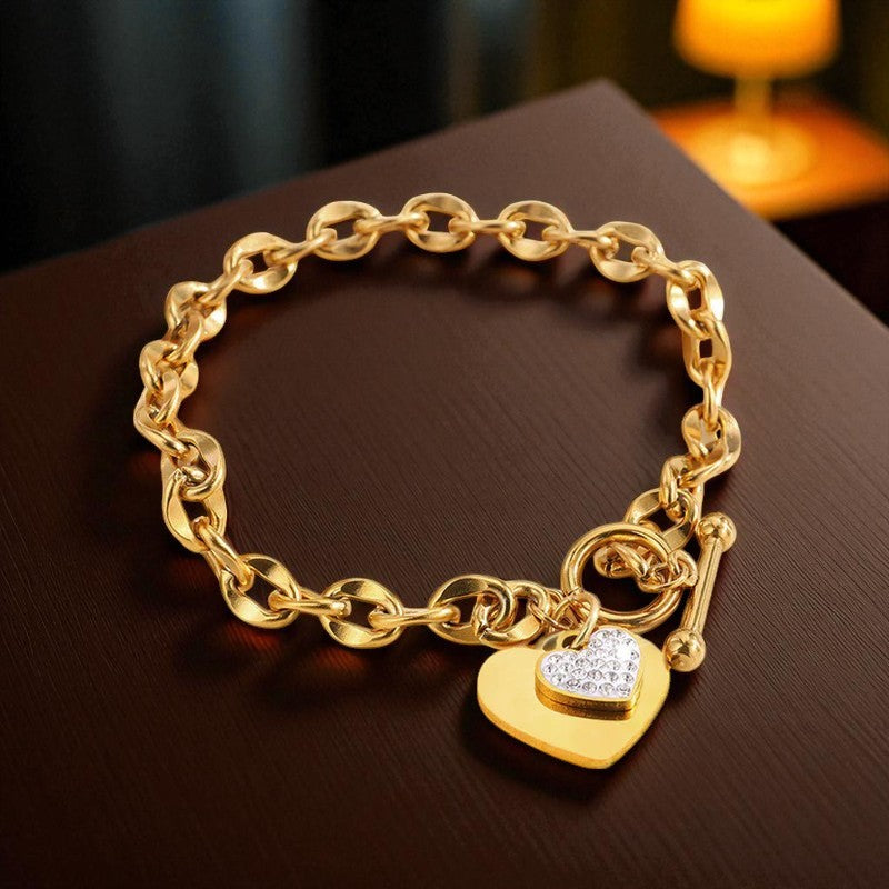 Gold Plated Heart Charm Bracelet