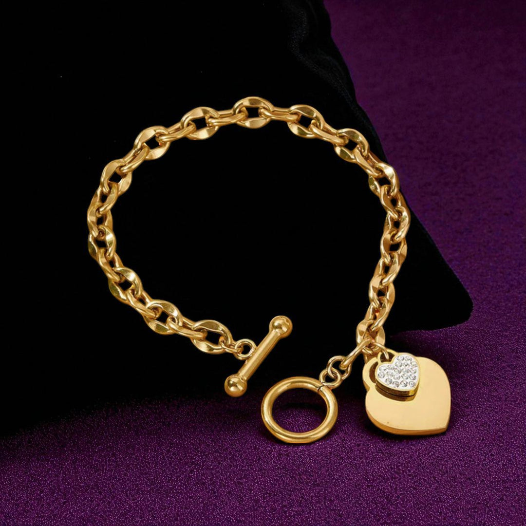 Gold Plated Heart Charm Bracelet