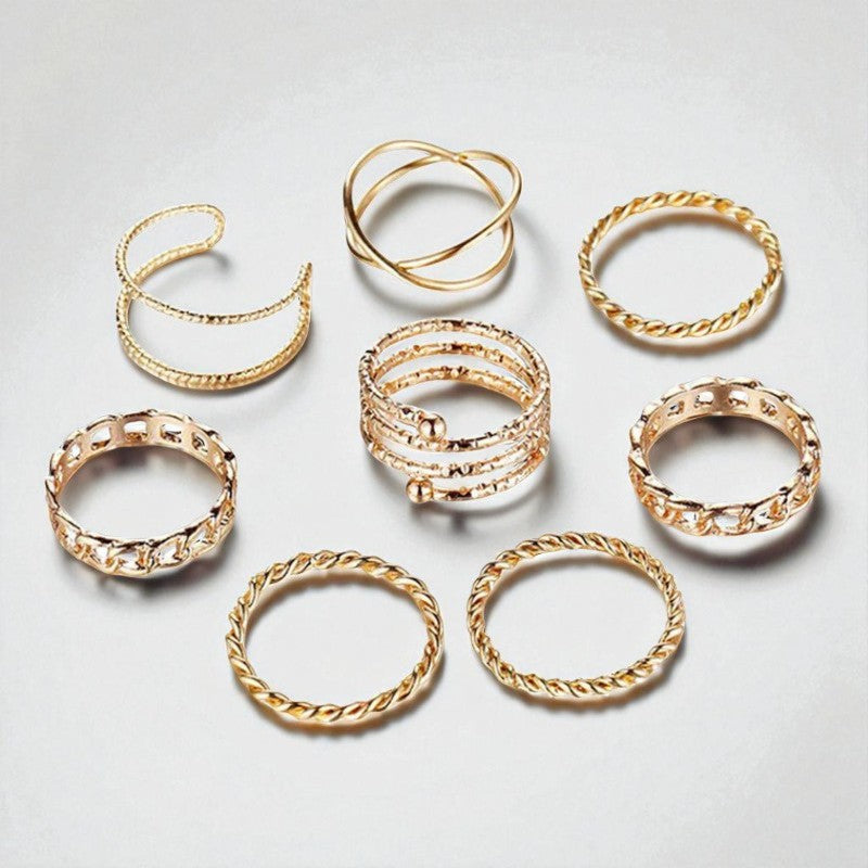 Open & Twist Rings- Set of 8