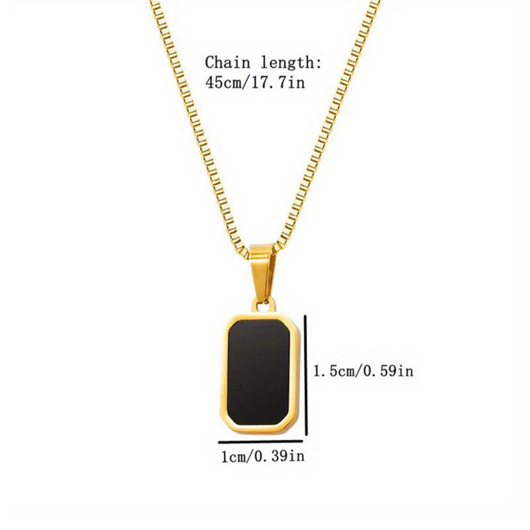 Black Rectangular Pendant Necklace