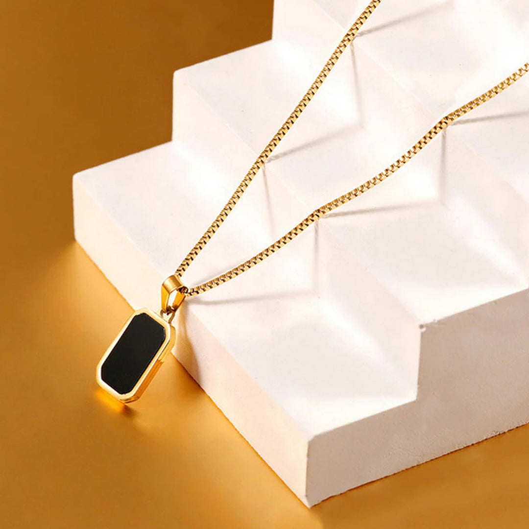 Black Rectangular Pendant Necklace