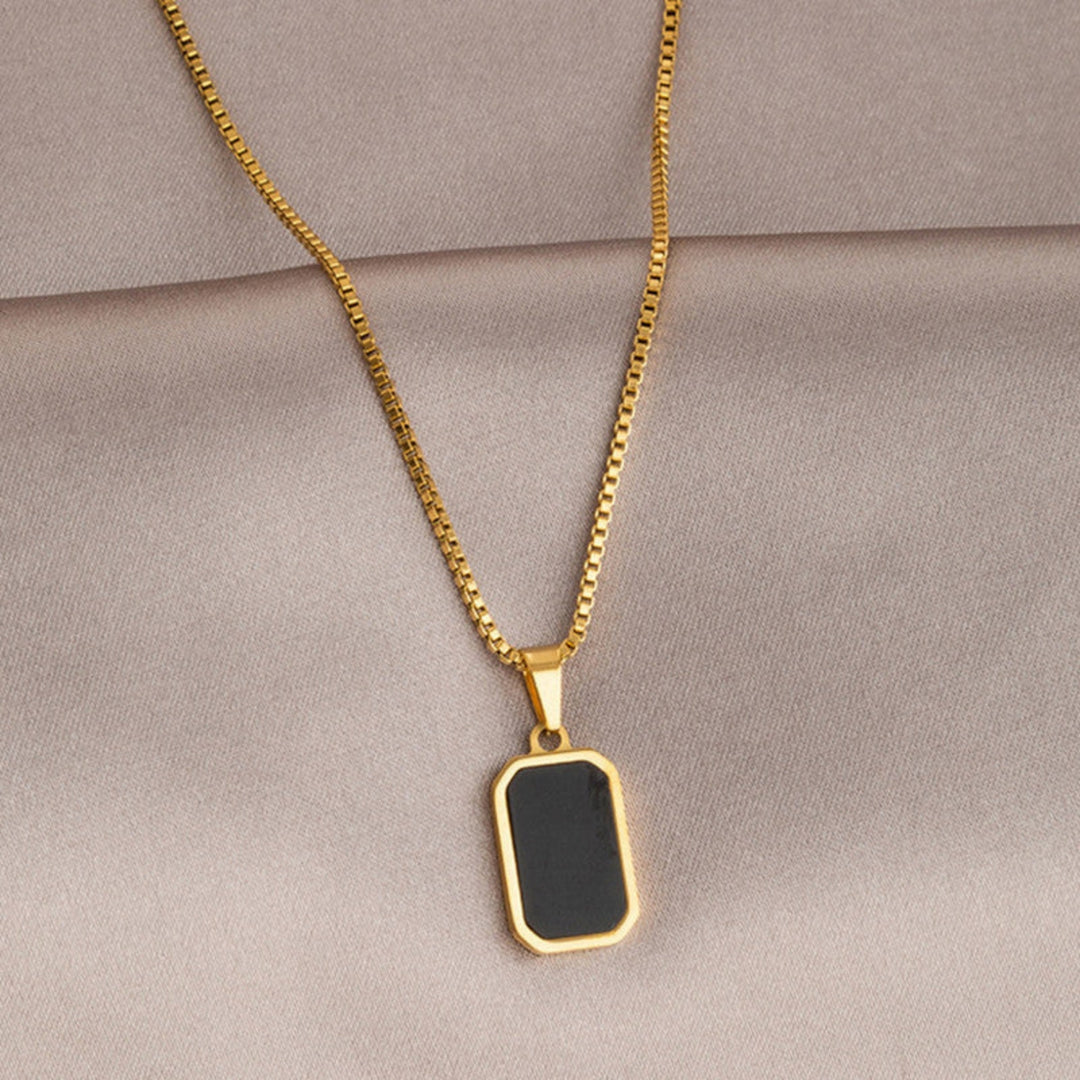 Black Rectangular Pendant Necklace
