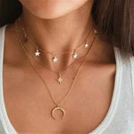 Load image into Gallery viewer, Moon &amp; Star Layered Necklace
