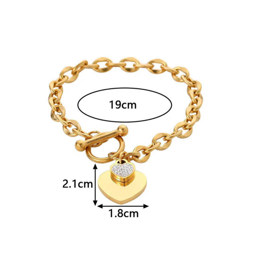 Gold Plated Heart Charm Bracelet