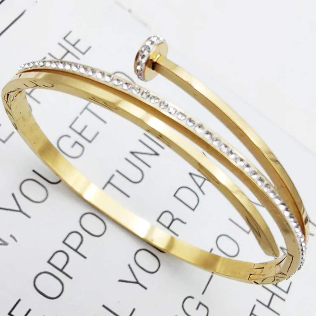 Gold Nail Design Bangle Bracelet