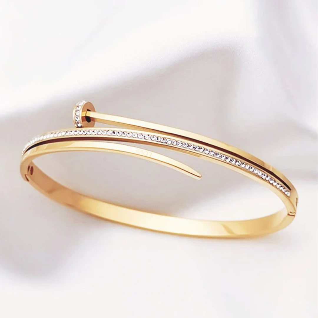 Gold Nail Design Bangle Bracelet