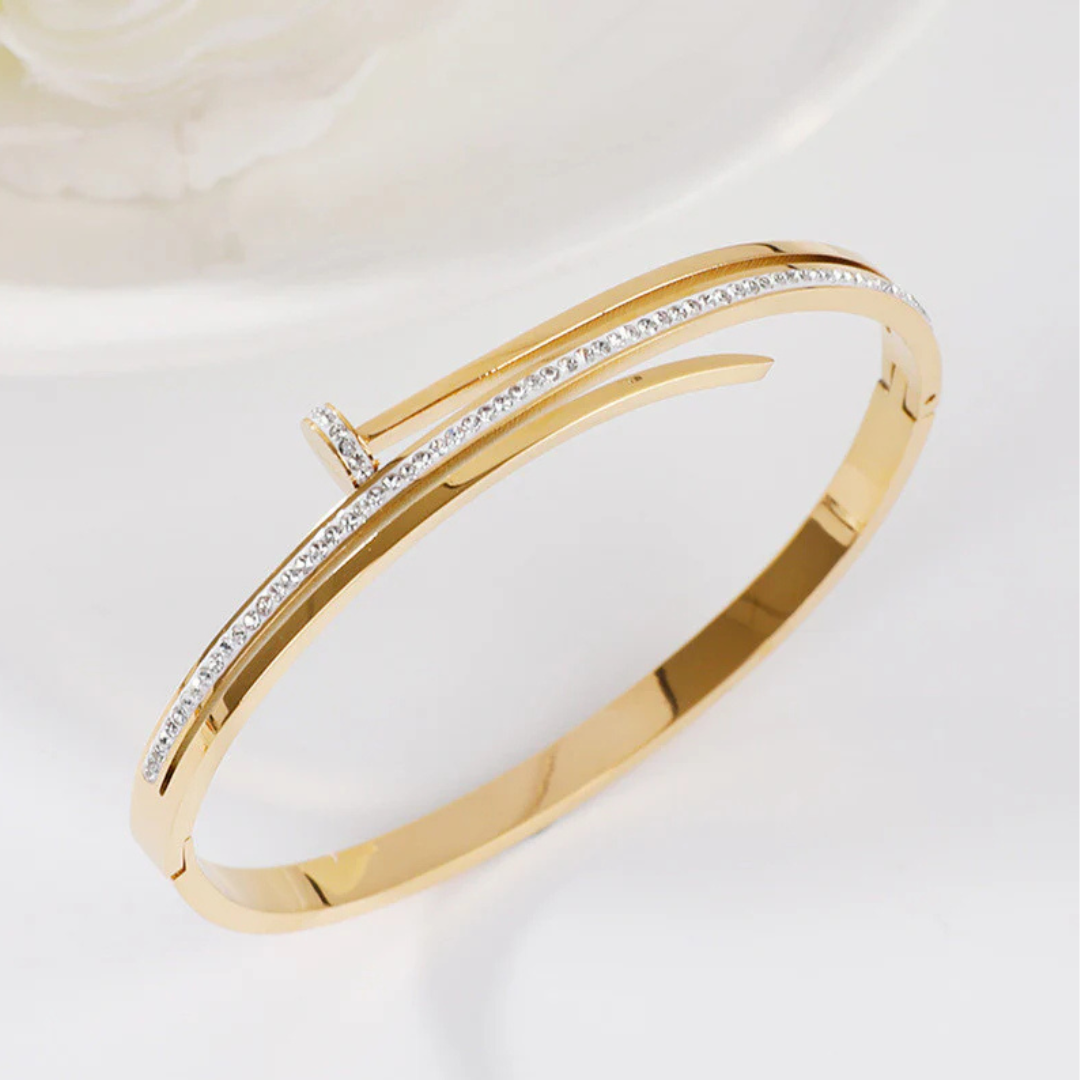 Gold Nail Design Bangle Bracelet