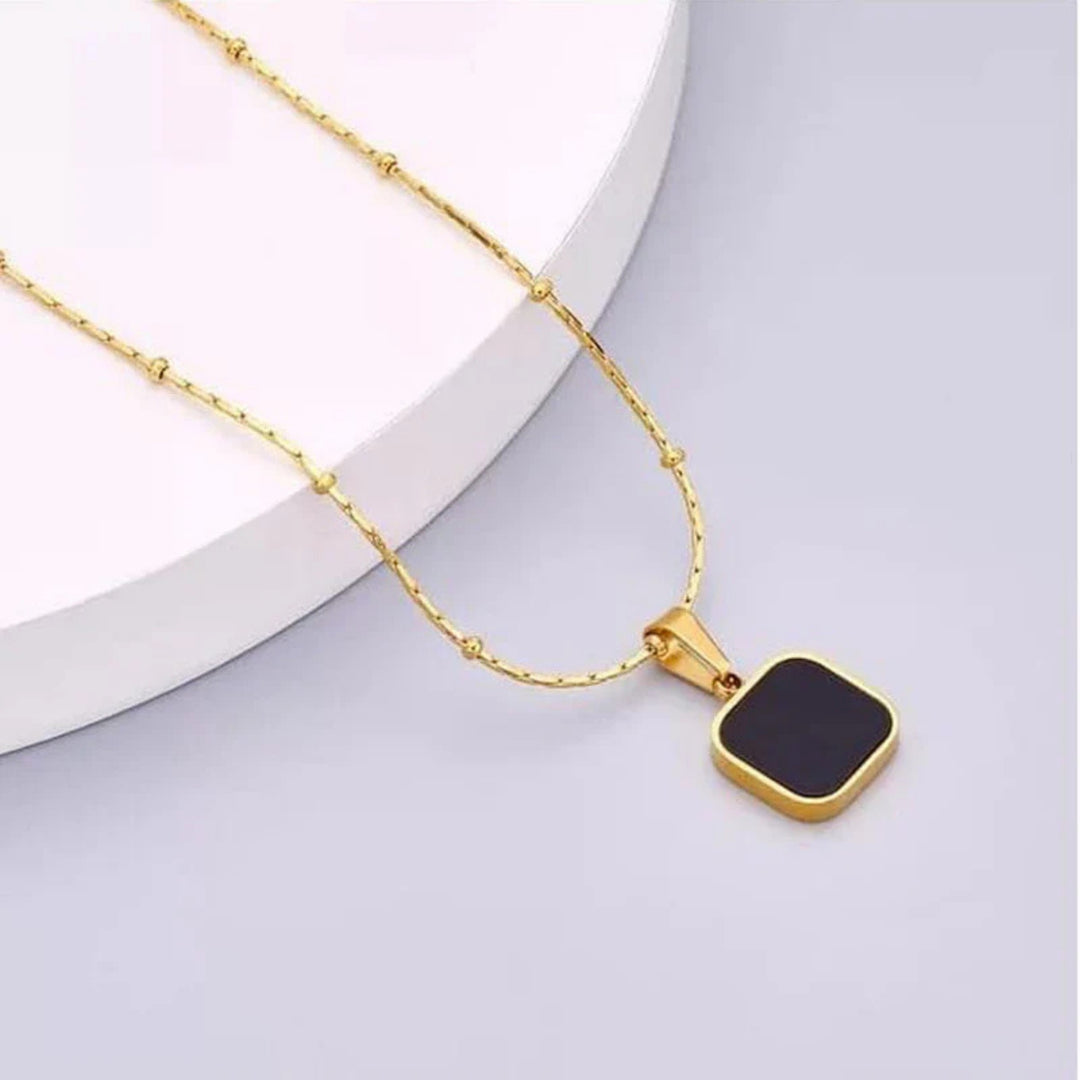 Black Square Pendant Necklace