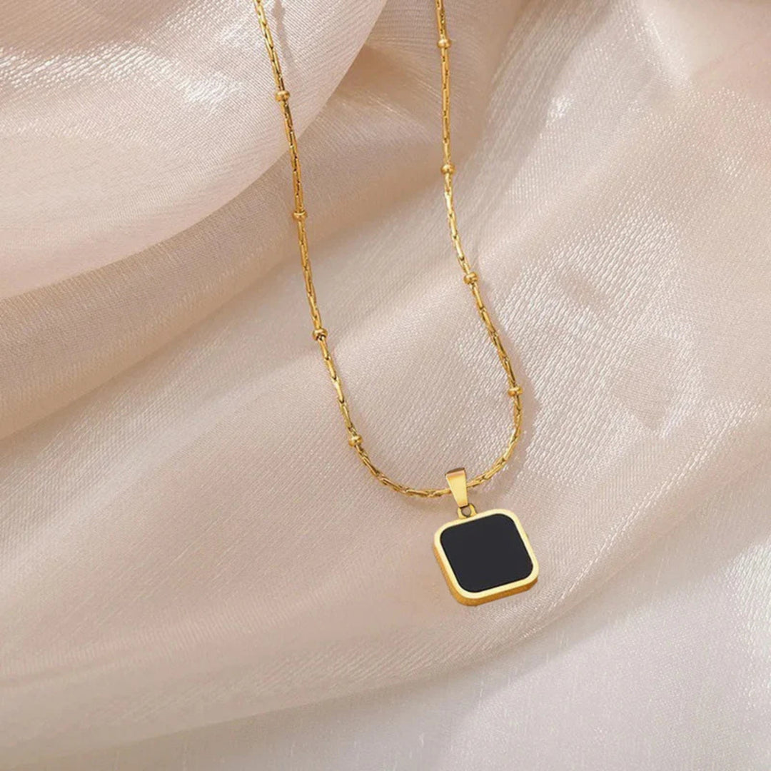 Black Square Pendant Necklace