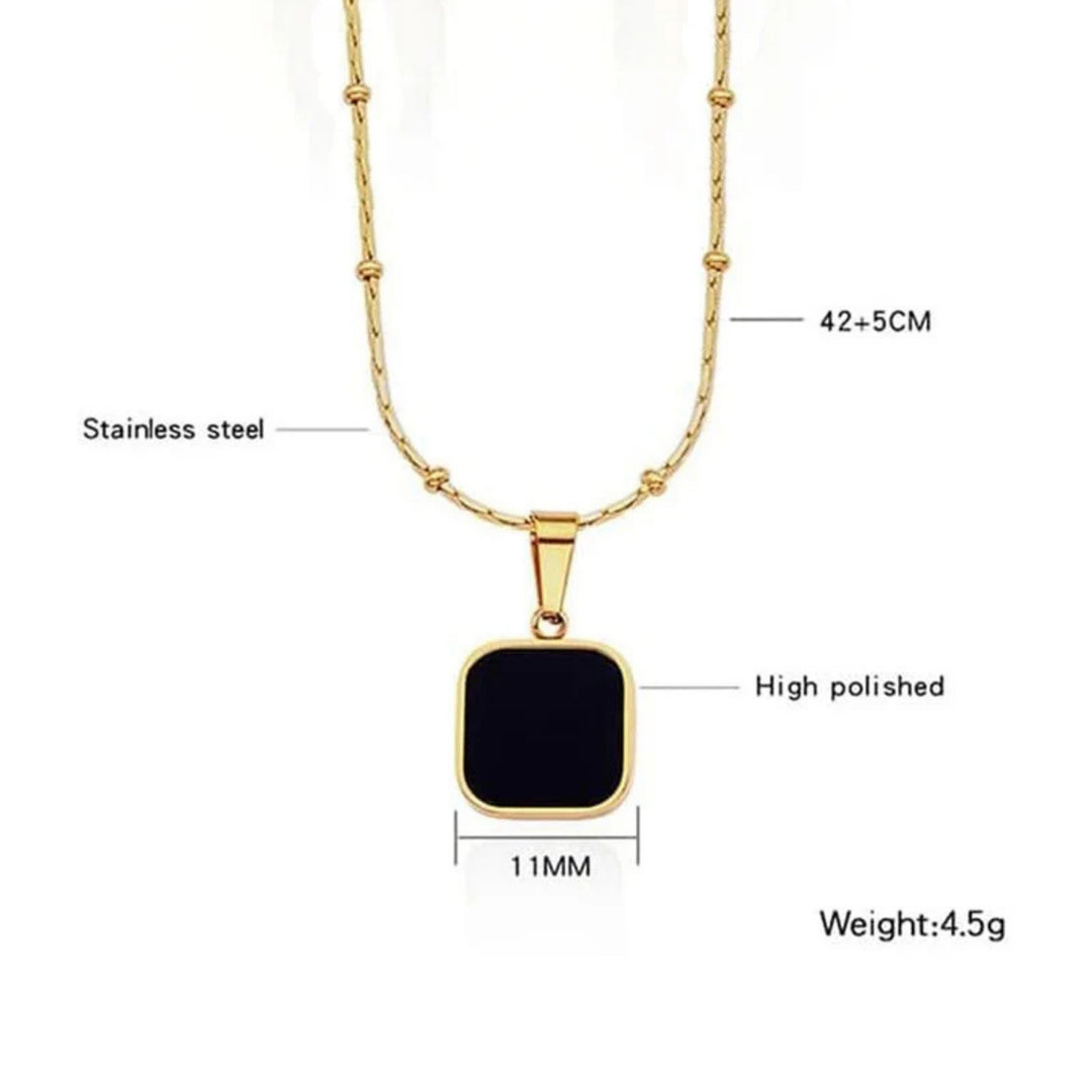 Black Square Pendant Necklace