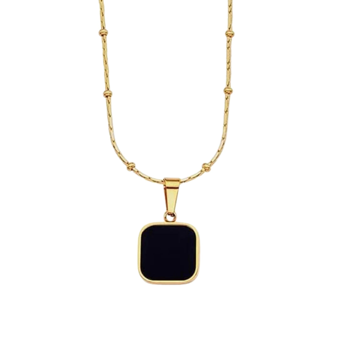 Black Square Pendant Necklace