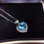Load image into Gallery viewer, Dainty Blue Gemstone Heart Necklace
