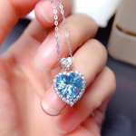 Load image into Gallery viewer, Dainty Blue Gemstone Heart Necklace
