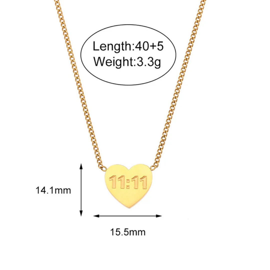 Manifestation 11:11 Heart Necklace