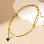 Load image into Gallery viewer, Gold Layered Necklace with Green Stone
