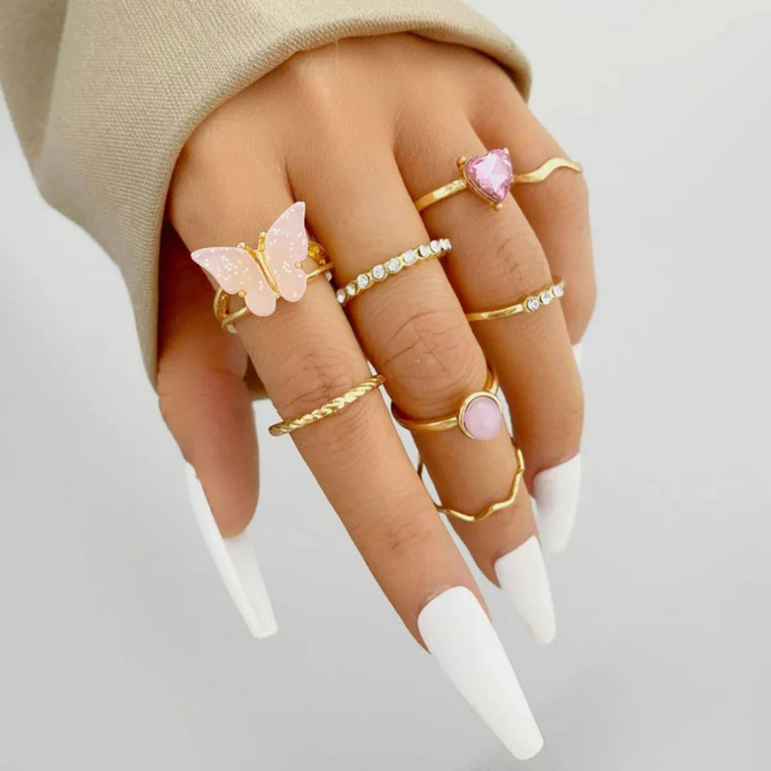 Stackable Gold Rings for Women - 8 Piece Set