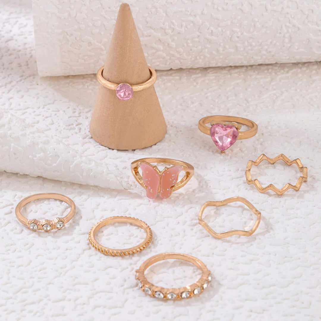 Stackable Gold Rings for Women - 8 Piece Set