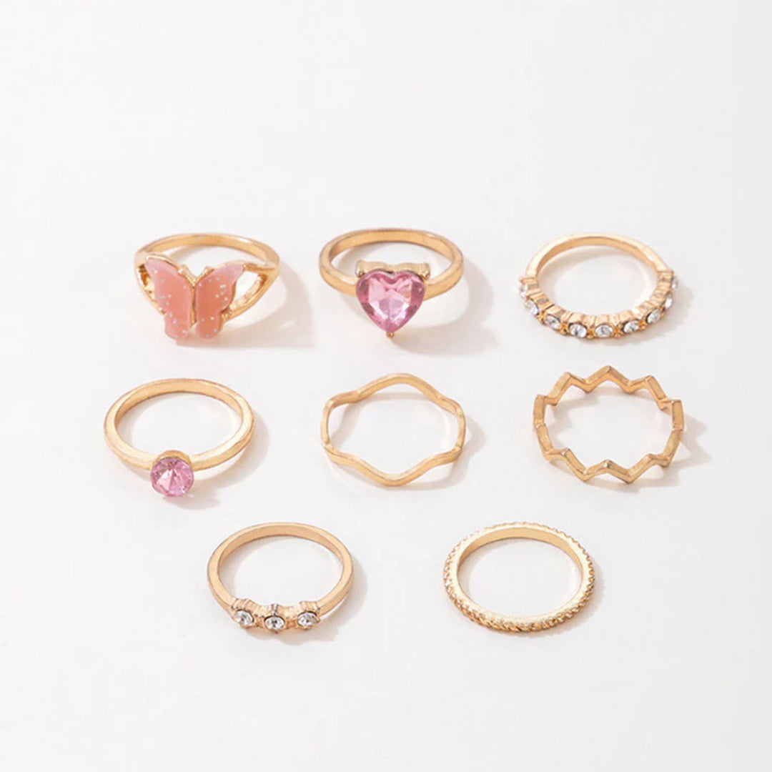 Stackable Gold Rings for Women - 8 Piece Set