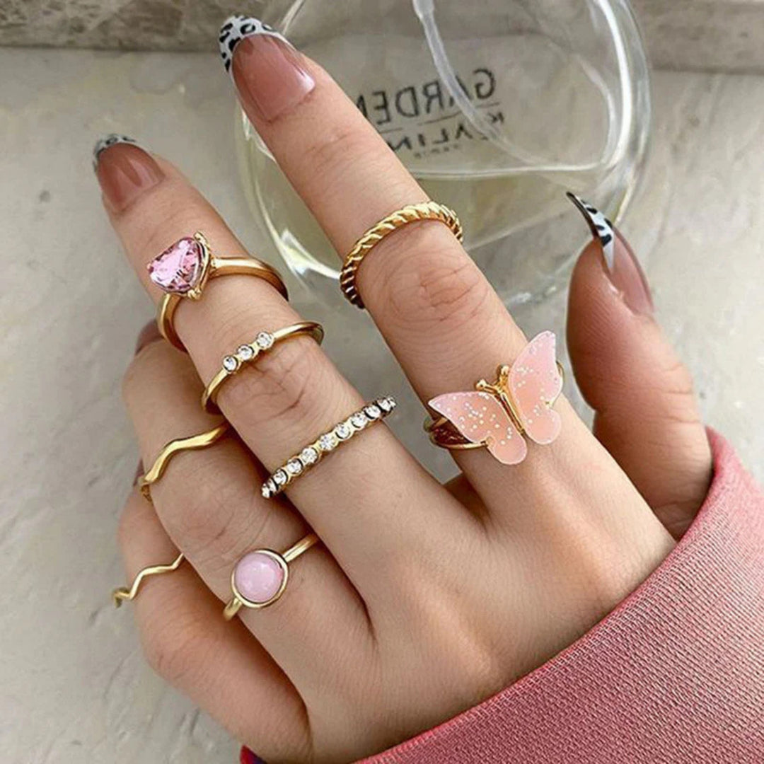 Stackable Gold Rings for Women - 8 Piece Set