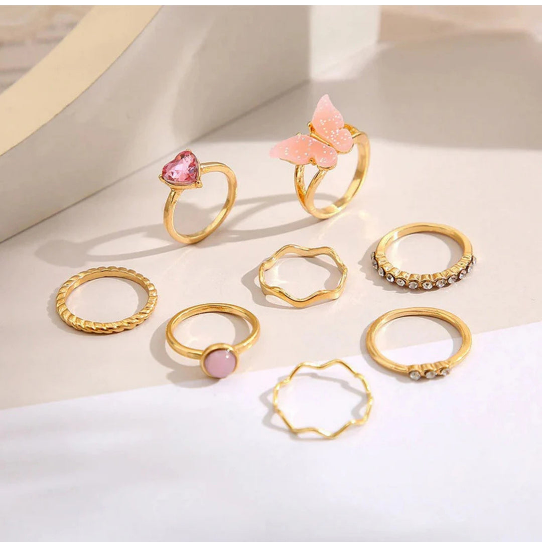 Stackable Gold Rings for Women - 8 Piece Set