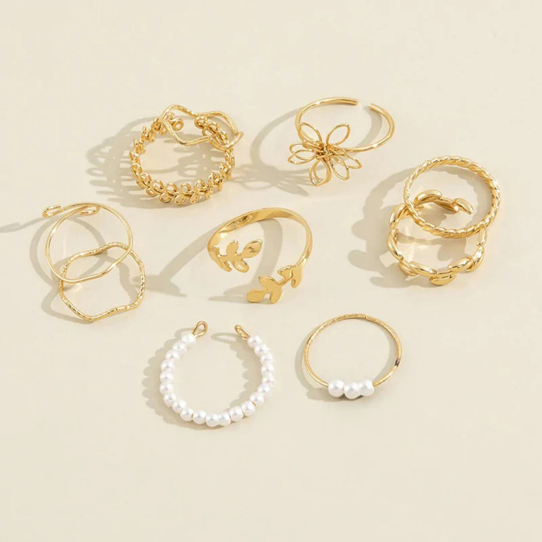 Chic & Stackable Set of 10 Gold Rings
