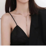 Load image into Gallery viewer, Rose Gold Geometric Y-Necklace
