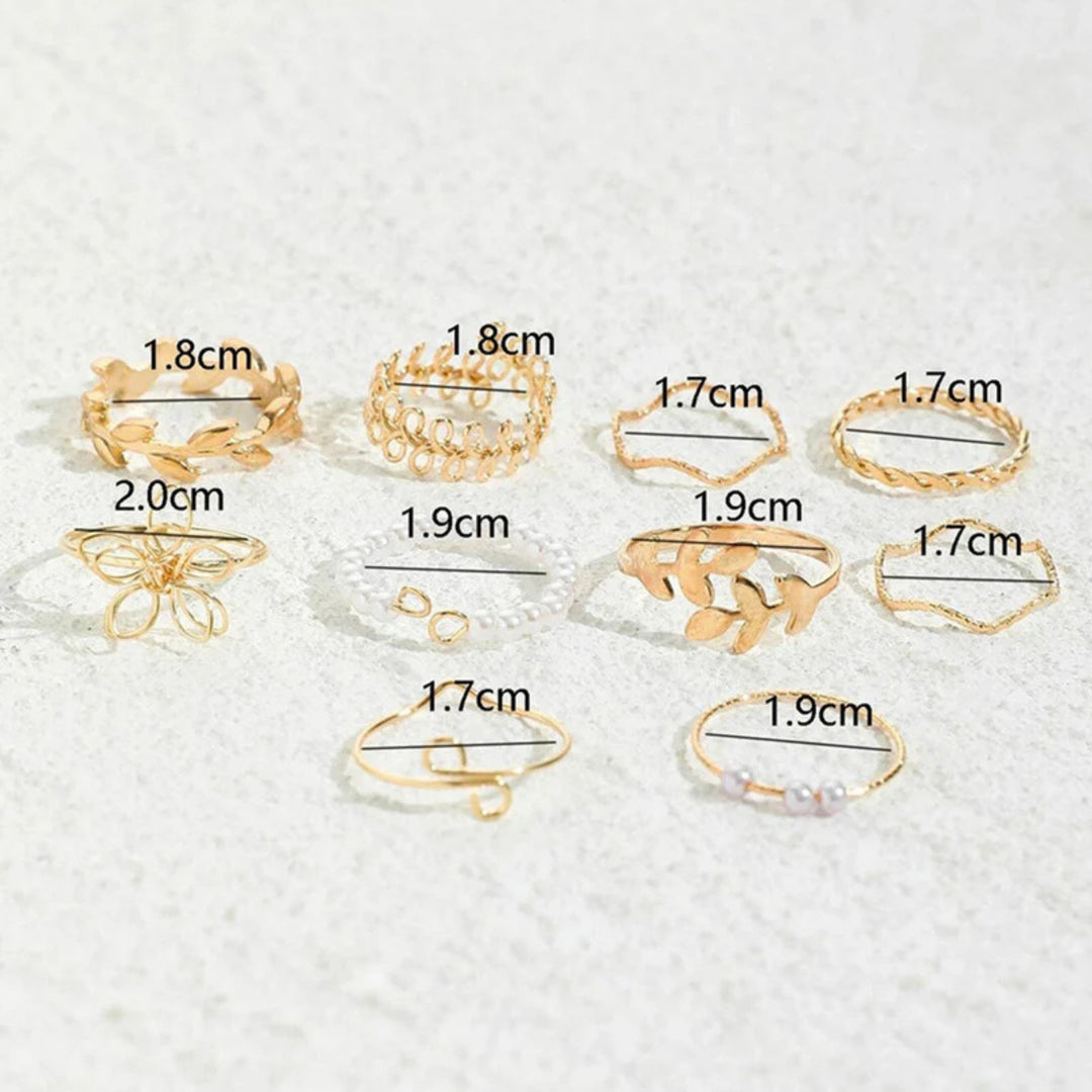 Chic & Stackable Set of 10 Gold Rings