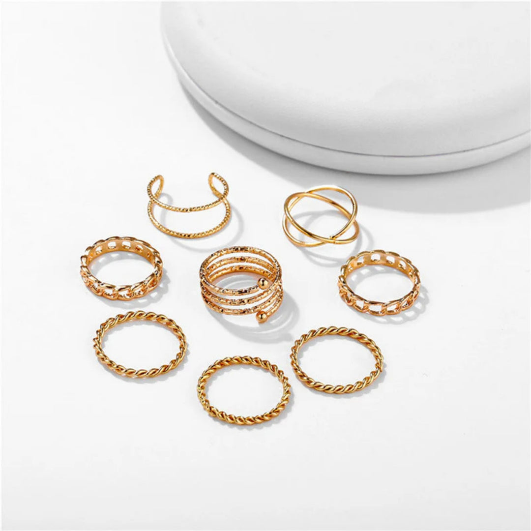 Open & Twist Rings- Set of 8