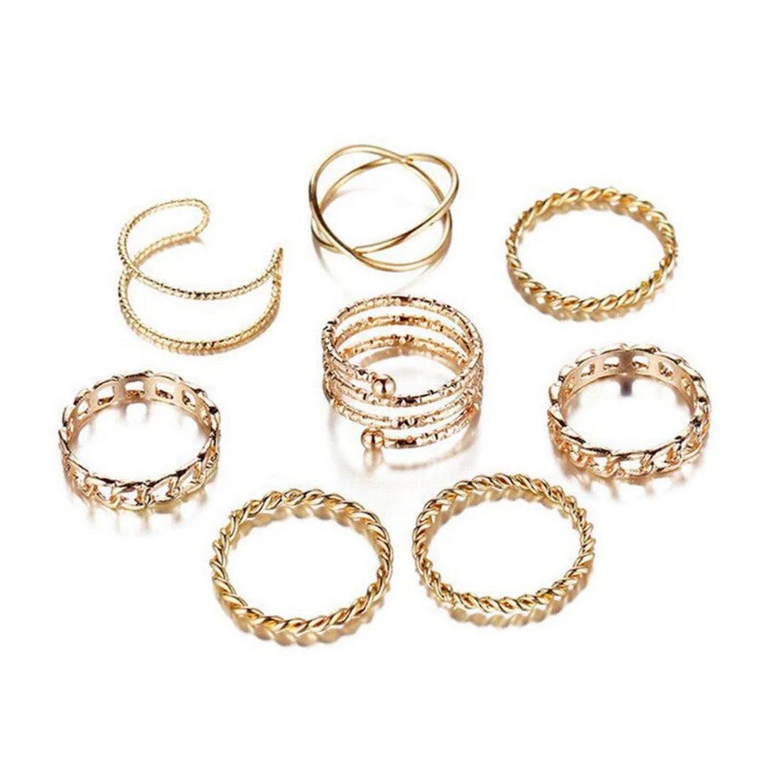 Open & Twist Rings- Set of 8
