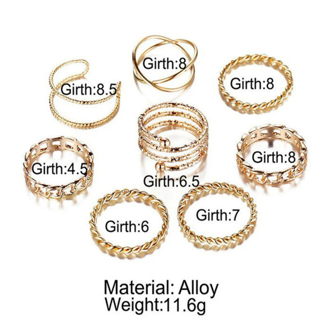 Open & Twist Rings- Set of 8