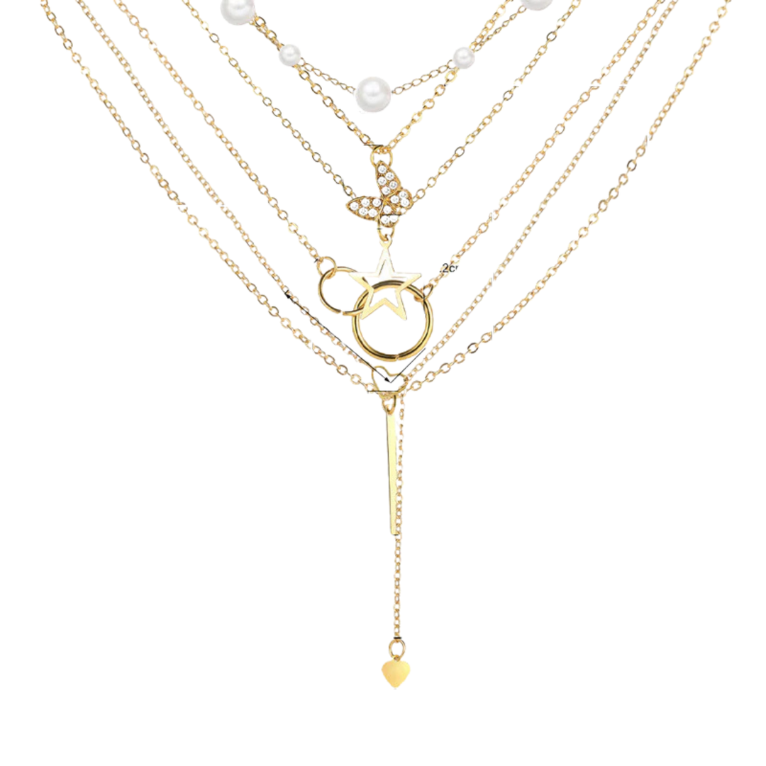Butterfly inspired set of 5 Layered Necklace