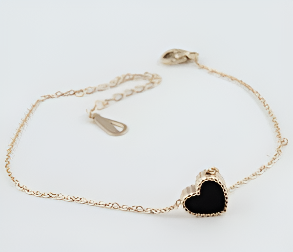 Minimal Black Heart Chain Anklet